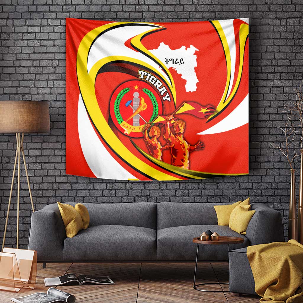 Ethiopia Tigray Revolution Tapestry Emblem Freedom Fighters and Flag