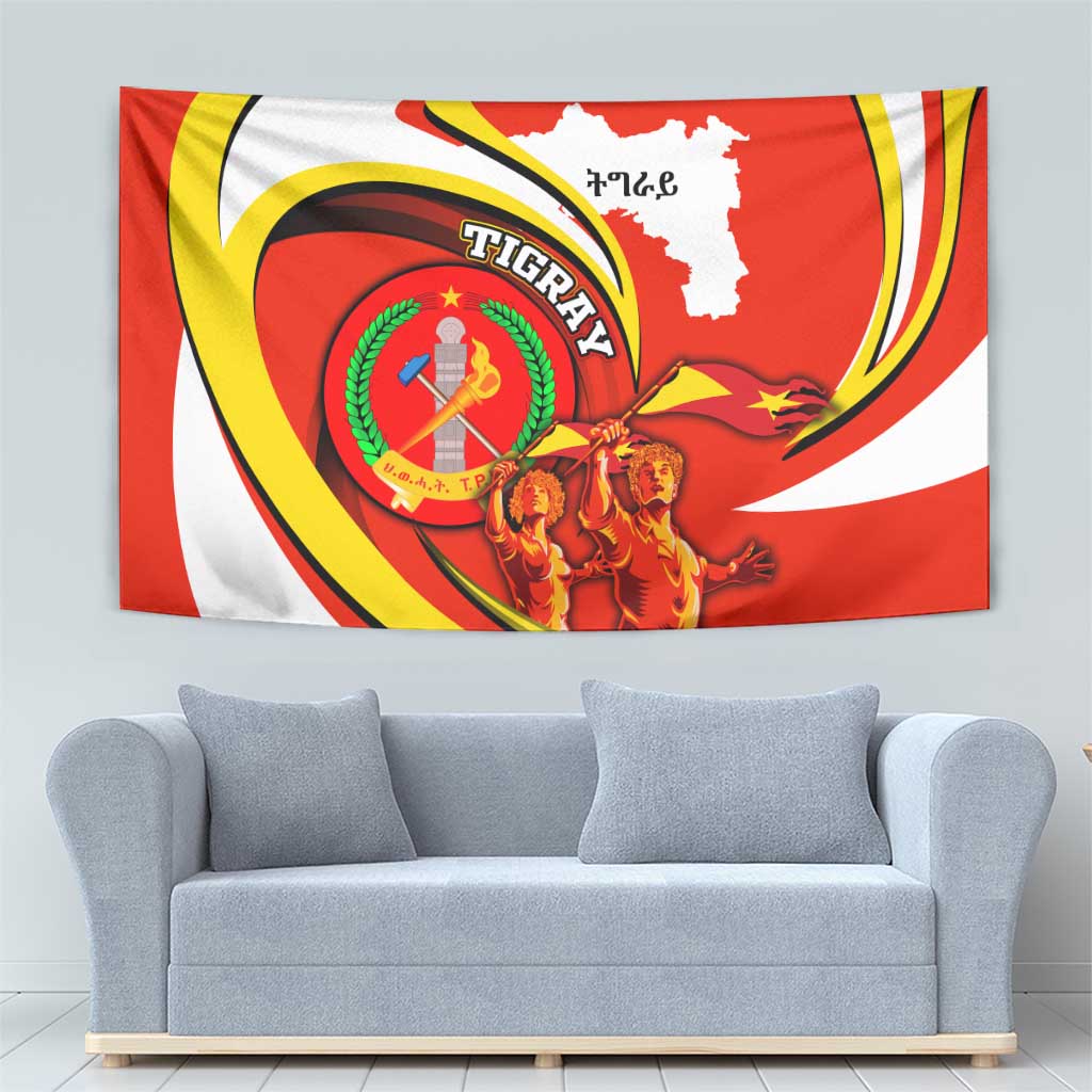 Ethiopia Tigray Revolution Tapestry Emblem Freedom Fighters and Flag