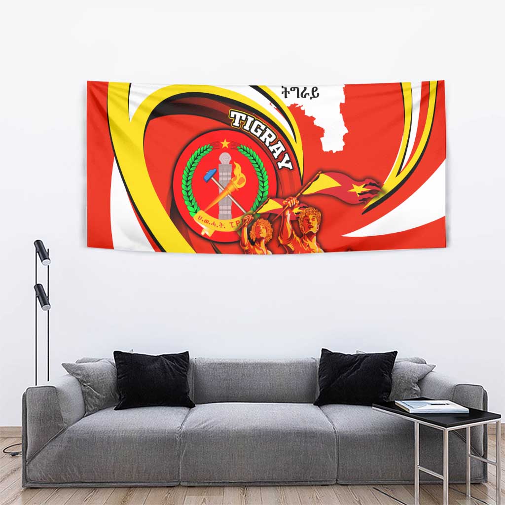 Ethiopia Tigray Revolution Tapestry Emblem Freedom Fighters and Flag