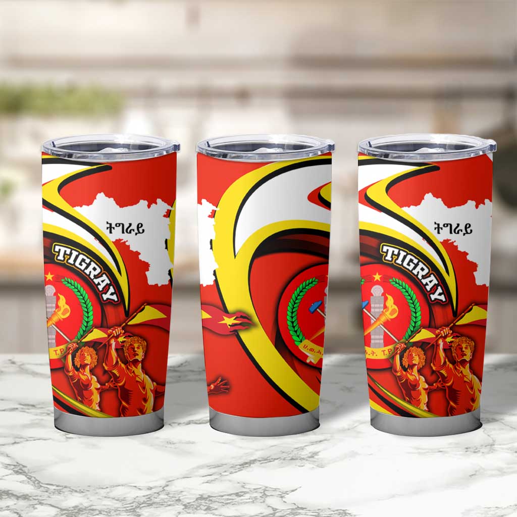 Ethiopia Tigray Revolution Tumbler Cup Emblem Freedom Fighters and Flag