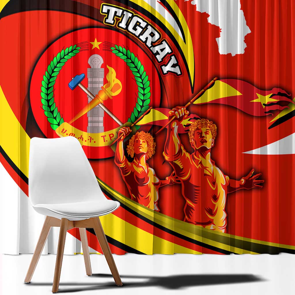 Ethiopia Tigray Revolution Window Curtain Emblem Freedom Fighters and Flag