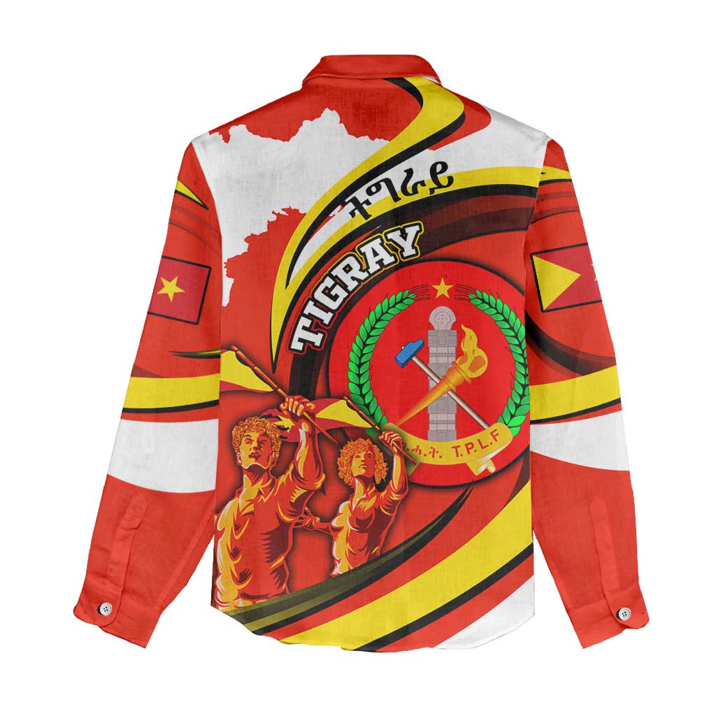 Ethiopia Tigray Revolution Women Casual Shirt Emblem Freedom Fighters and Flag