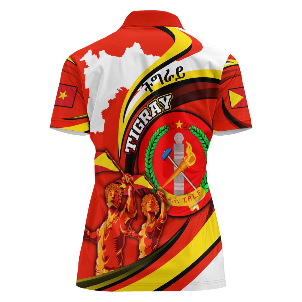 Ethiopia Tigray Revolution Women Polo Shirt Emblem Freedom Fighters and Flag