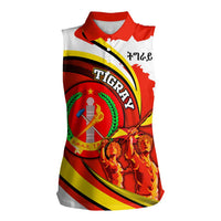 Ethiopia Tigray Revolution Women Sleeveless Polo Shirt Emblem Freedom Fighters and Flag