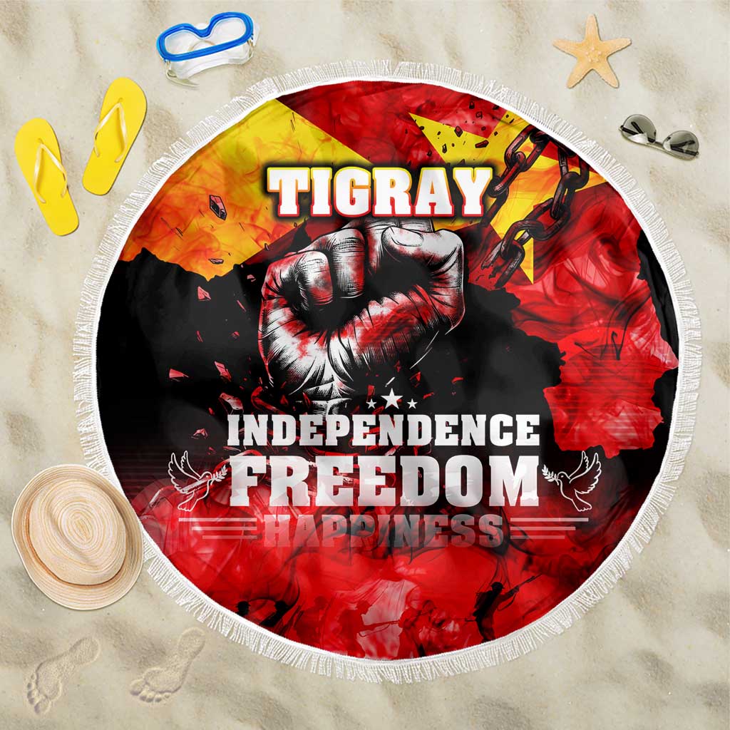 I Stand with Tigray Beach Blanket Tigray Independence - Fist of Freedom