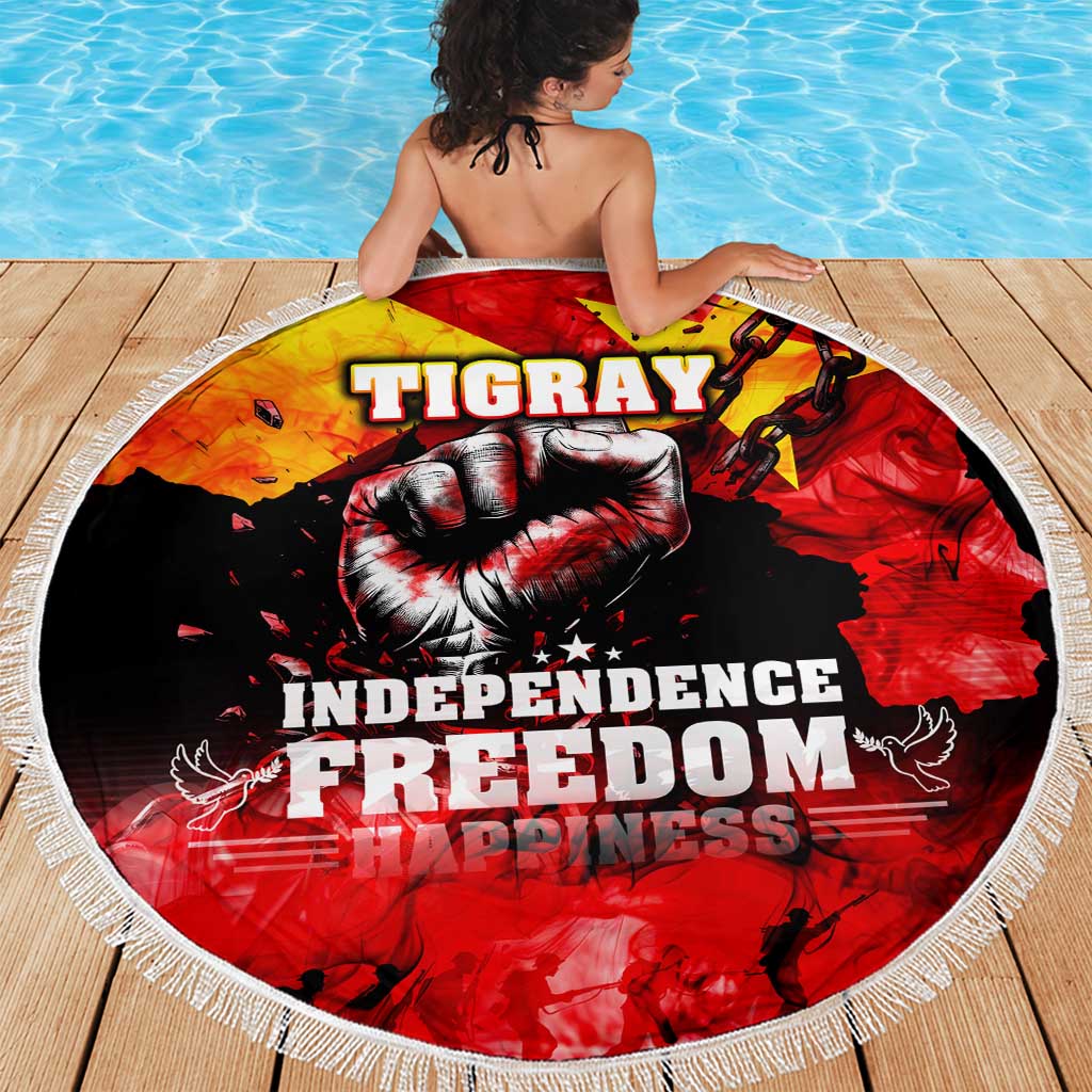 I Stand with Tigray Beach Blanket Tigray Independence - Fist of Freedom