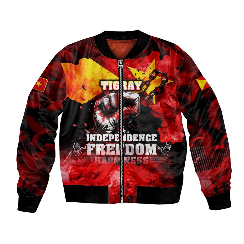 I Stand with Tigray Bomber Jacket Tigray Independence - Fist of Freedom