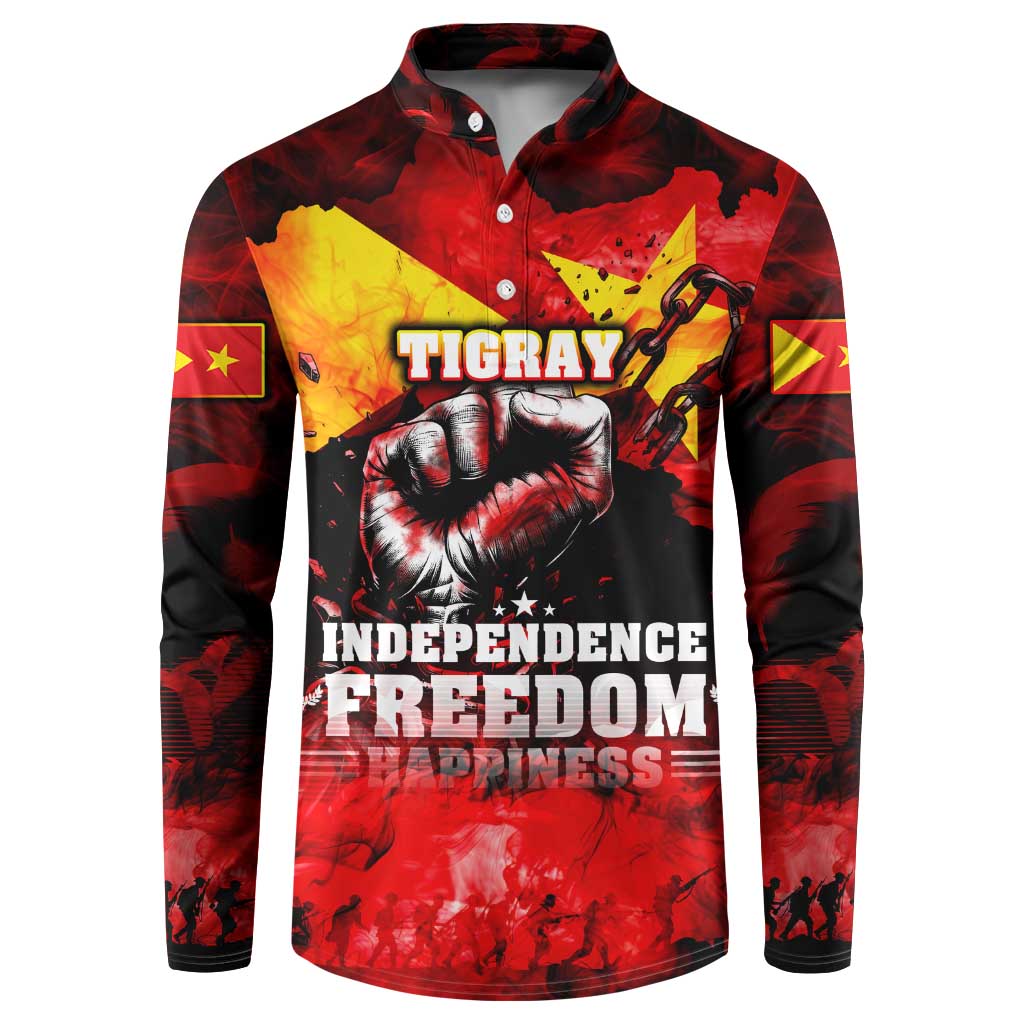 I Stand with Tigray Button Sweatshirt Tigray Independence - Fist of Freedom