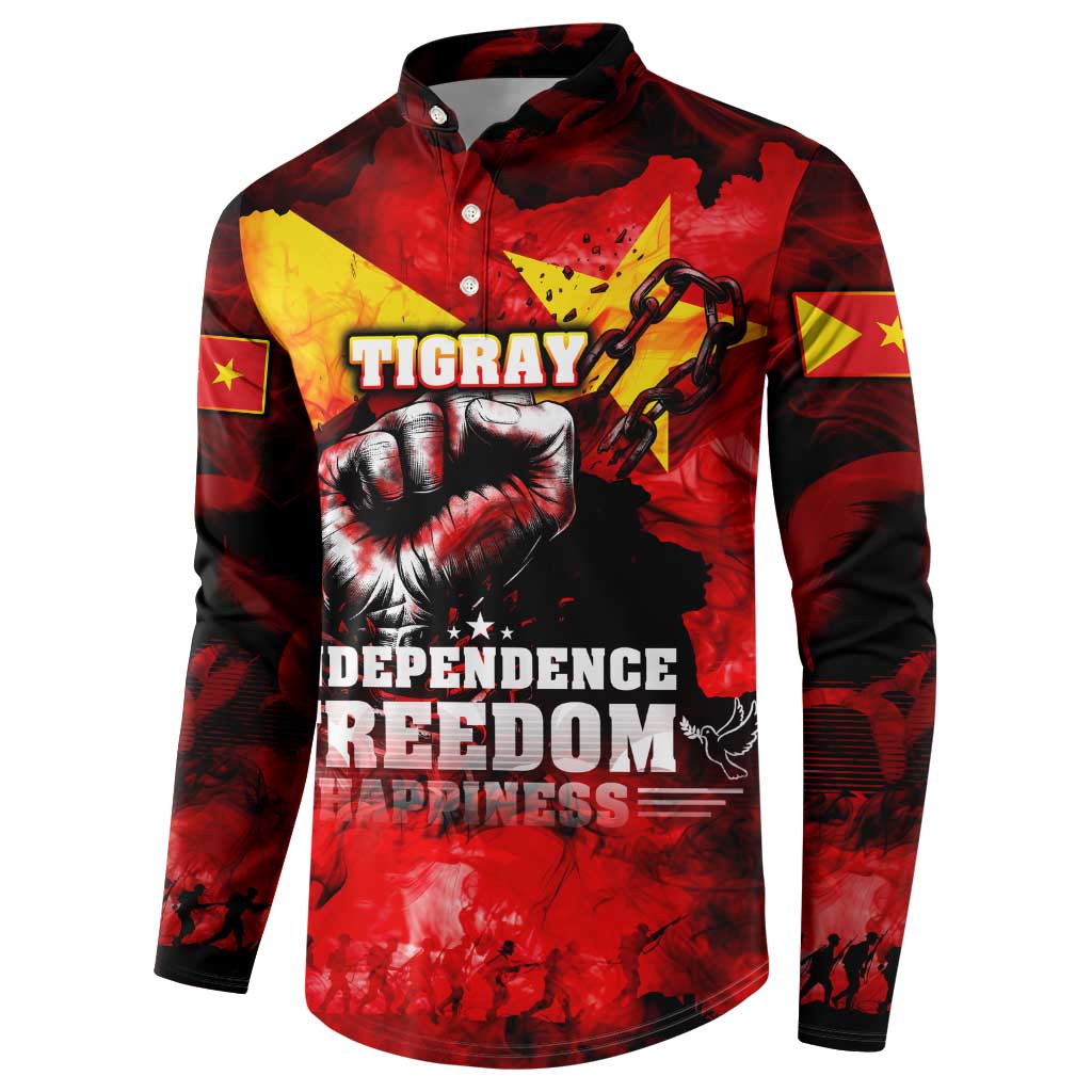 I Stand with Tigray Button Sweatshirt Tigray Independence - Fist of Freedom