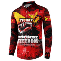 I Stand with Tigray Button Sweatshirt Tigray Independence - Fist of Freedom