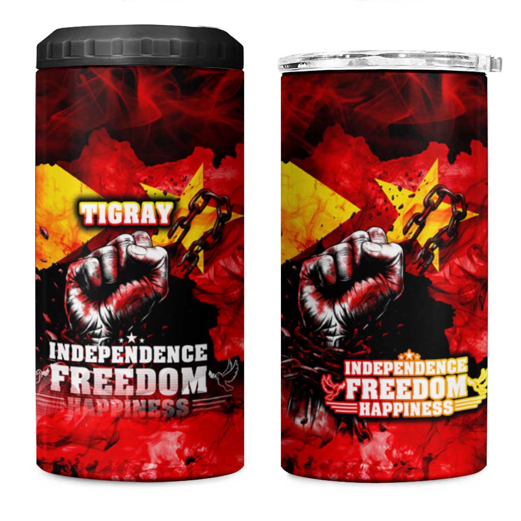 I Stand with Tigray 4 in 1 Can Cooler Tumbler Tigray Independence - Fist of Freedom