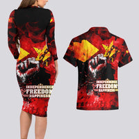 I Stand with Tigray Couples Matching Long Sleeve Bodycon Dress and Hawaiian Shirt Tigray Independence - Fist of Freedom