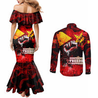 I Stand with Tigray Couples Matching Mermaid Dress and Long Sleeve Button Shirt Tigray Independence - Fist of Freedom