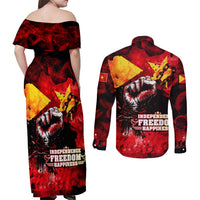 I Stand with Tigray Couples Matching Off Shoulder Maxi Dress and Long Sleeve Button Shirt Tigray Independence - Fist of Freedom