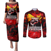 I Stand with Tigray Couples Matching Puletasi and Long Sleeve Button Shirt Tigray Independence - Fist of Freedom