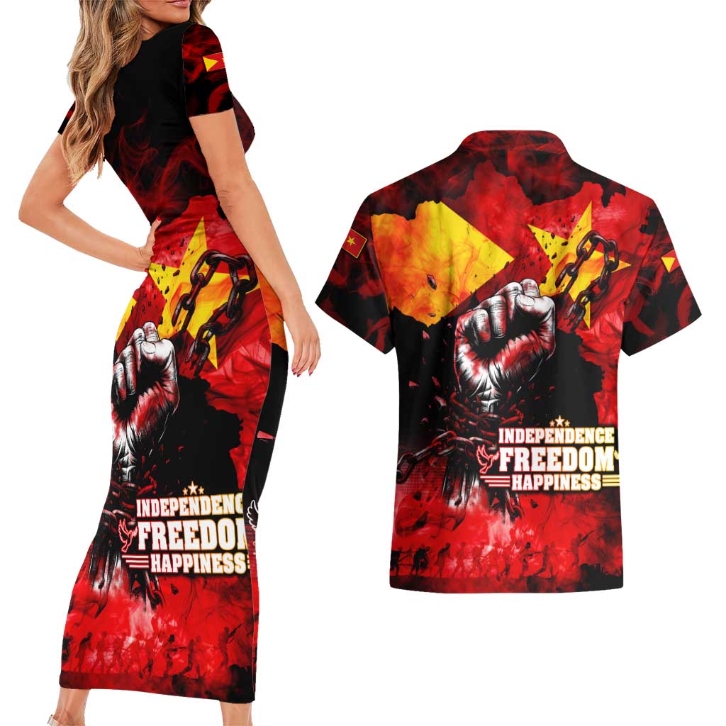 I Stand with Tigray Couples Matching Short Sleeve Bodycon Dress and Hawaiian Shirt Tigray Independence - Fist of Freedom