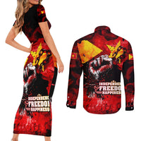 I Stand with Tigray Couples Matching Short Sleeve Bodycon Dress and Long Sleeve Button Shirt Tigray Independence - Fist of Freedom
