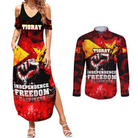 I Stand with Tigray Couples Matching Summer Maxi Dress and Long Sleeve Button Shirt Tigray Independence - Fist of Freedom