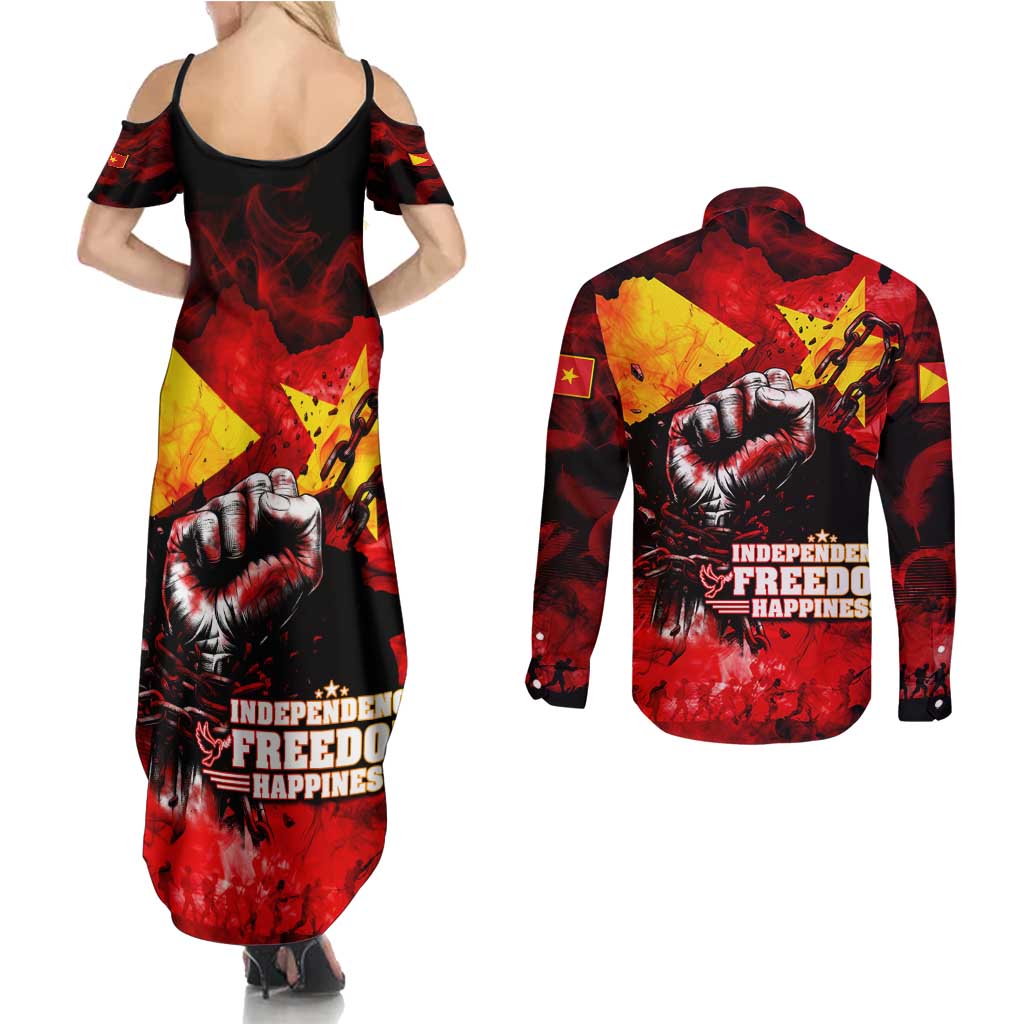I Stand with Tigray Couples Matching Summer Maxi Dress and Long Sleeve Button Shirt Tigray Independence - Fist of Freedom