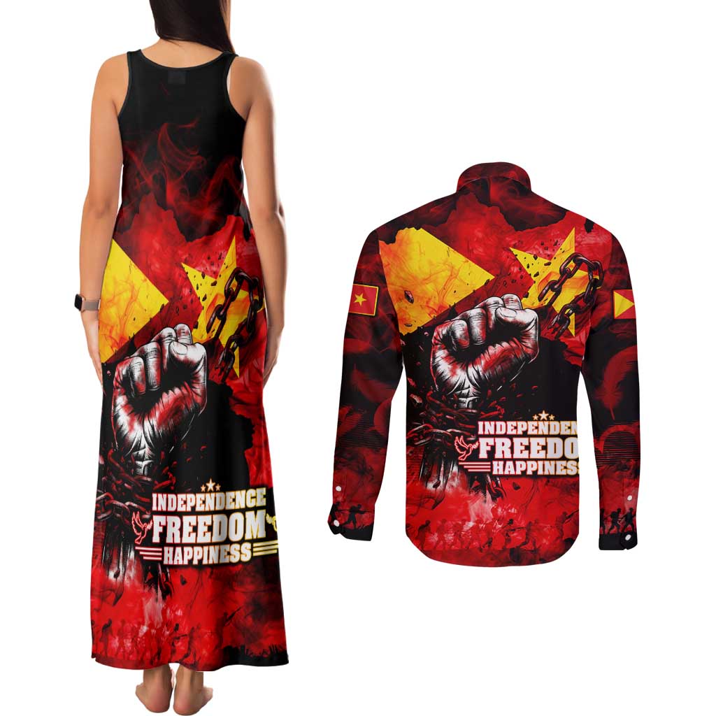 I Stand with Tigray Couples Matching Tank Maxi Dress and Long Sleeve Button Shirt Tigray Independence - Fist of Freedom