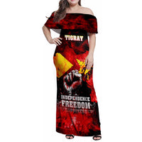 I Stand with Tigray Family Matching Off Shoulder Maxi Dress and Hawaiian Shirt Tigray Independence - Fist of Freedom