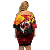 I Stand with Tigray Family Matching Off Shoulder Short Dress and Hawaiian Shirt Tigray Independence - Fist of Freedom
