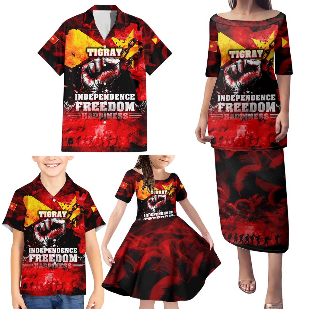 I Stand with Tigray Family Matching Puletasi and Hawaiian Shirt Tigray Independence - Fist of Freedom