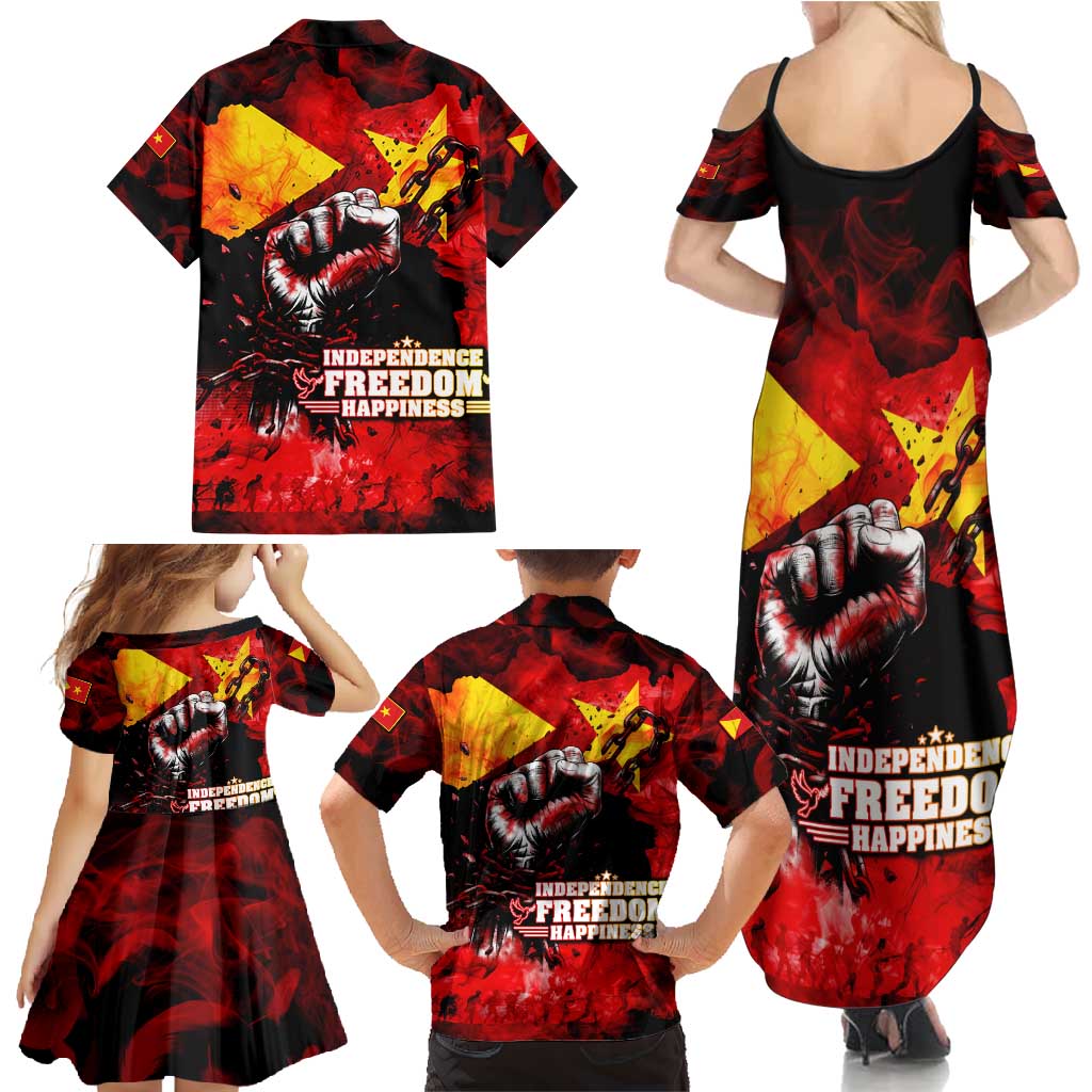 I Stand with Tigray Family Matching Summer Maxi Dress and Hawaiian Shirt Tigray Independence - Fist of Freedom
