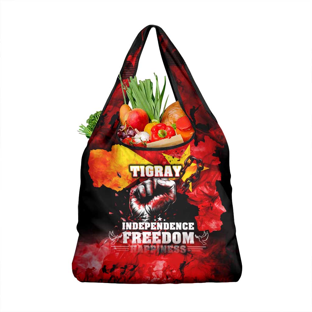 I Stand with Tigray Grocery Bag Tigray Independence - Fist of Freedom