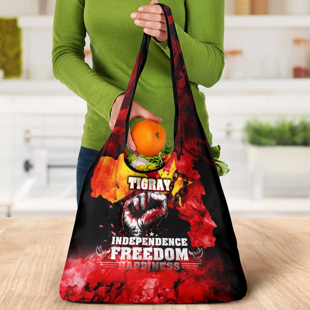 I Stand with Tigray Grocery Bag Tigray Independence - Fist of Freedom