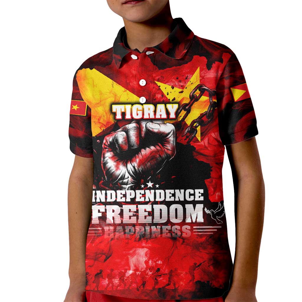 I Stand with Tigray Kid Polo Shirt Tigray Independence - Fist of Freedom