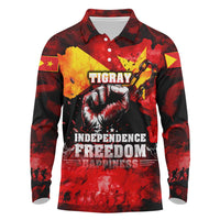 I Stand with Tigray Long Sleeve Polo Shirt Tigray Independence - Fist of Freedom