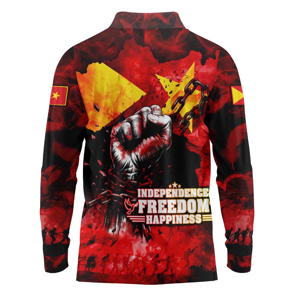 I Stand with Tigray Long Sleeve Polo Shirt Tigray Independence - Fist of Freedom