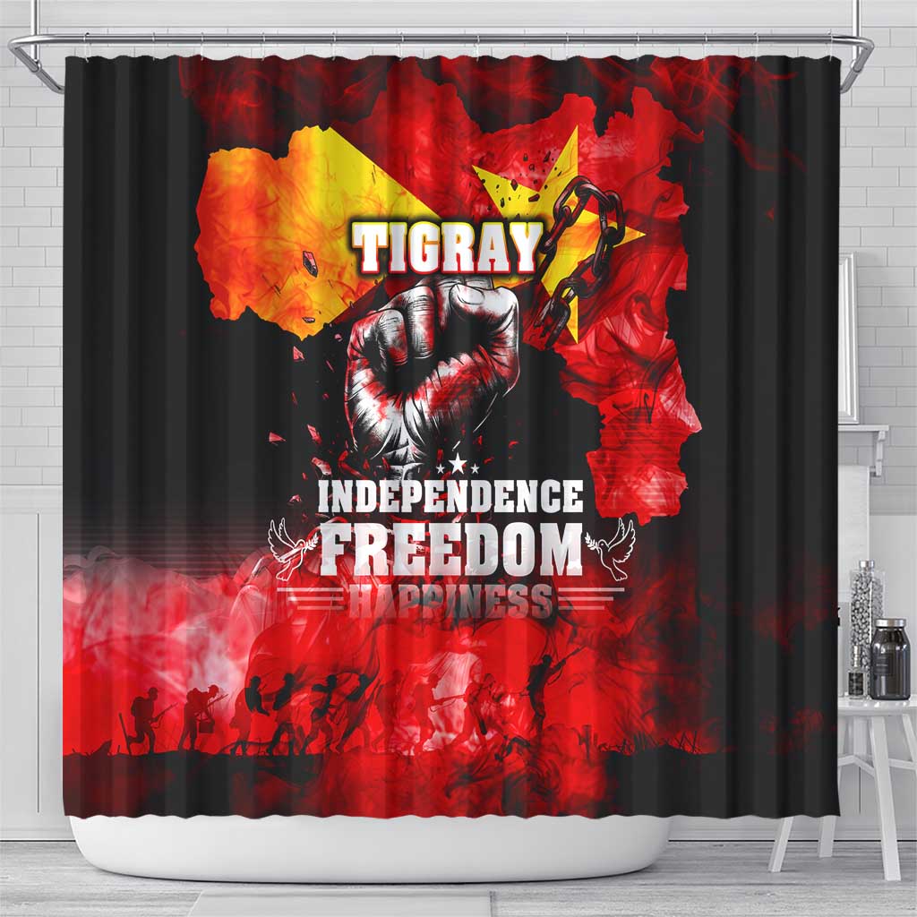 I Stand with Tigray Shower Curtain Tigray Independence - Fist of Freedom