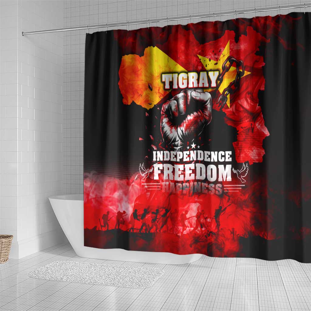 I Stand with Tigray Shower Curtain Tigray Independence - Fist of Freedom