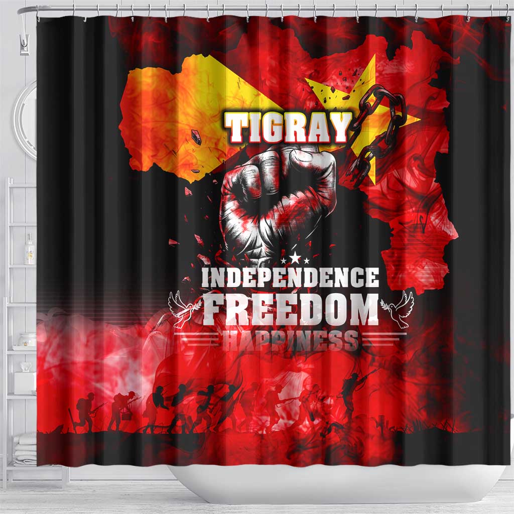 I Stand with Tigray Shower Curtain Tigray Independence - Fist of Freedom