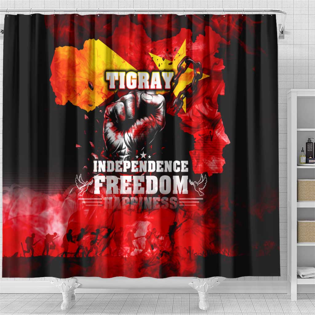 I Stand with Tigray Shower Curtain Tigray Independence - Fist of Freedom