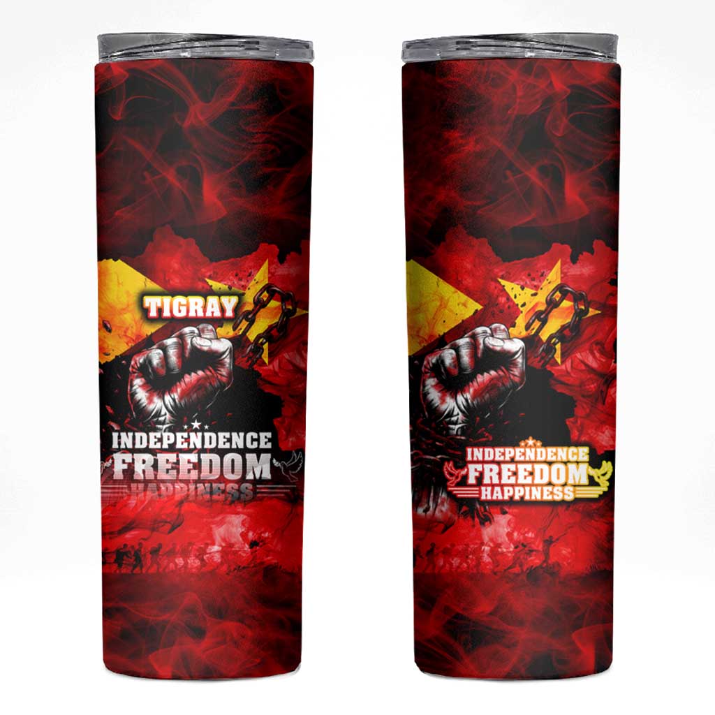 I Stand with Tigray Skinny Tumbler Tigray Independence - Fist of Freedom
