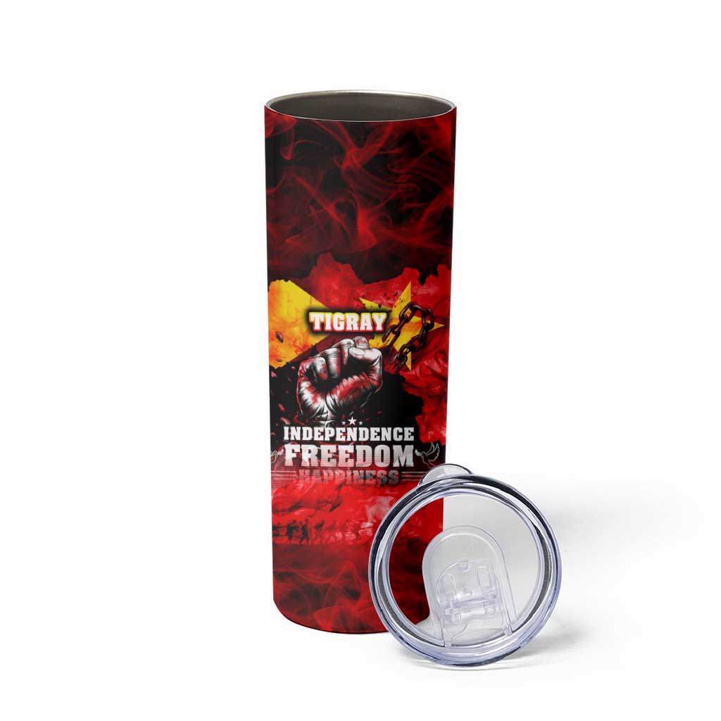 I Stand with Tigray Skinny Tumbler Tigray Independence - Fist of Freedom