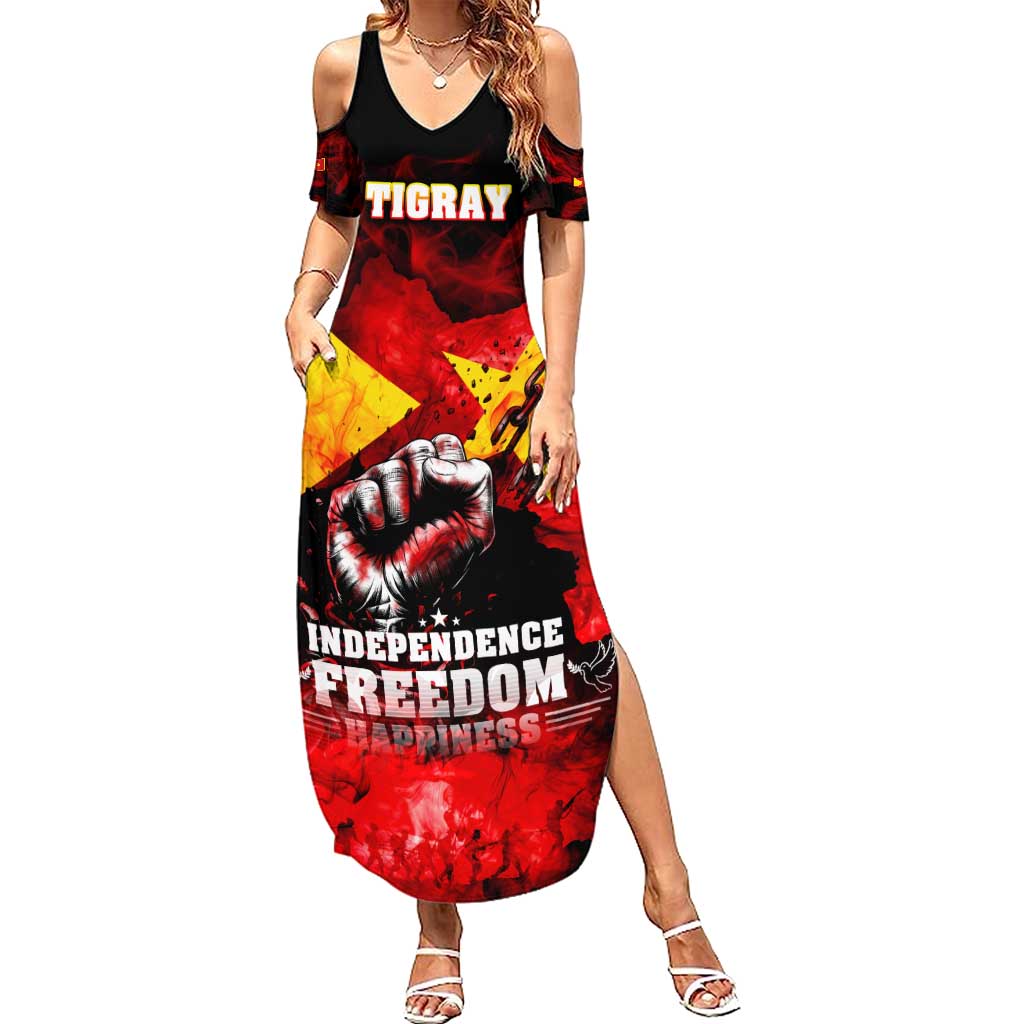 I Stand with Tigray Summer Maxi Dress Tigray Independence - Fist of Freedom