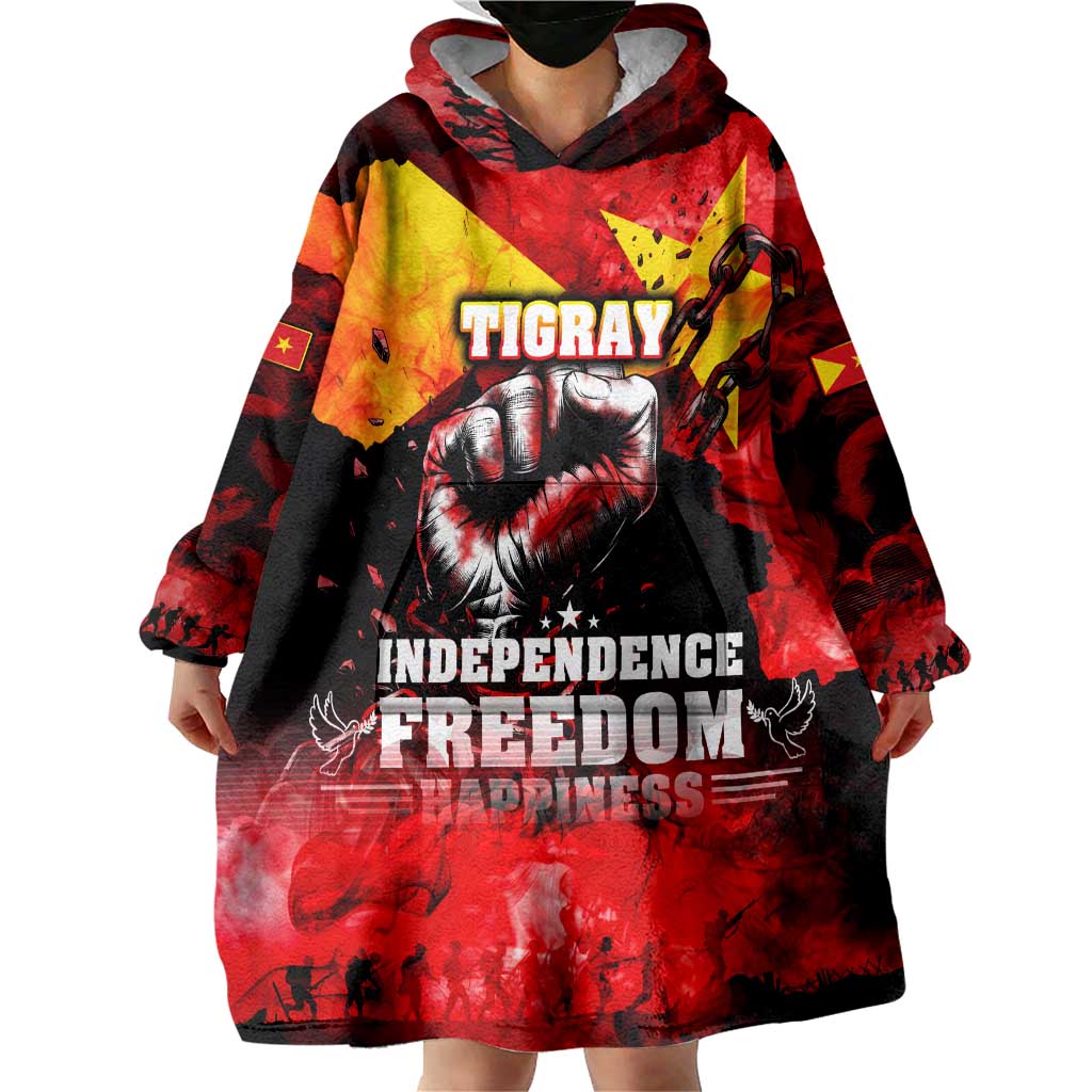 I Stand with Tigray Wearable Blanket Hoodie Tigray Independence - Fist of Freedom