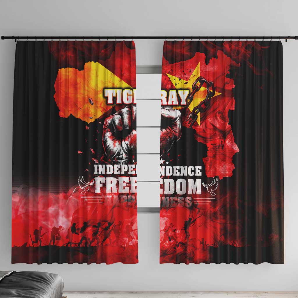 I Stand with Tigray Window Curtain Tigray Independence - Fist of Freedom
