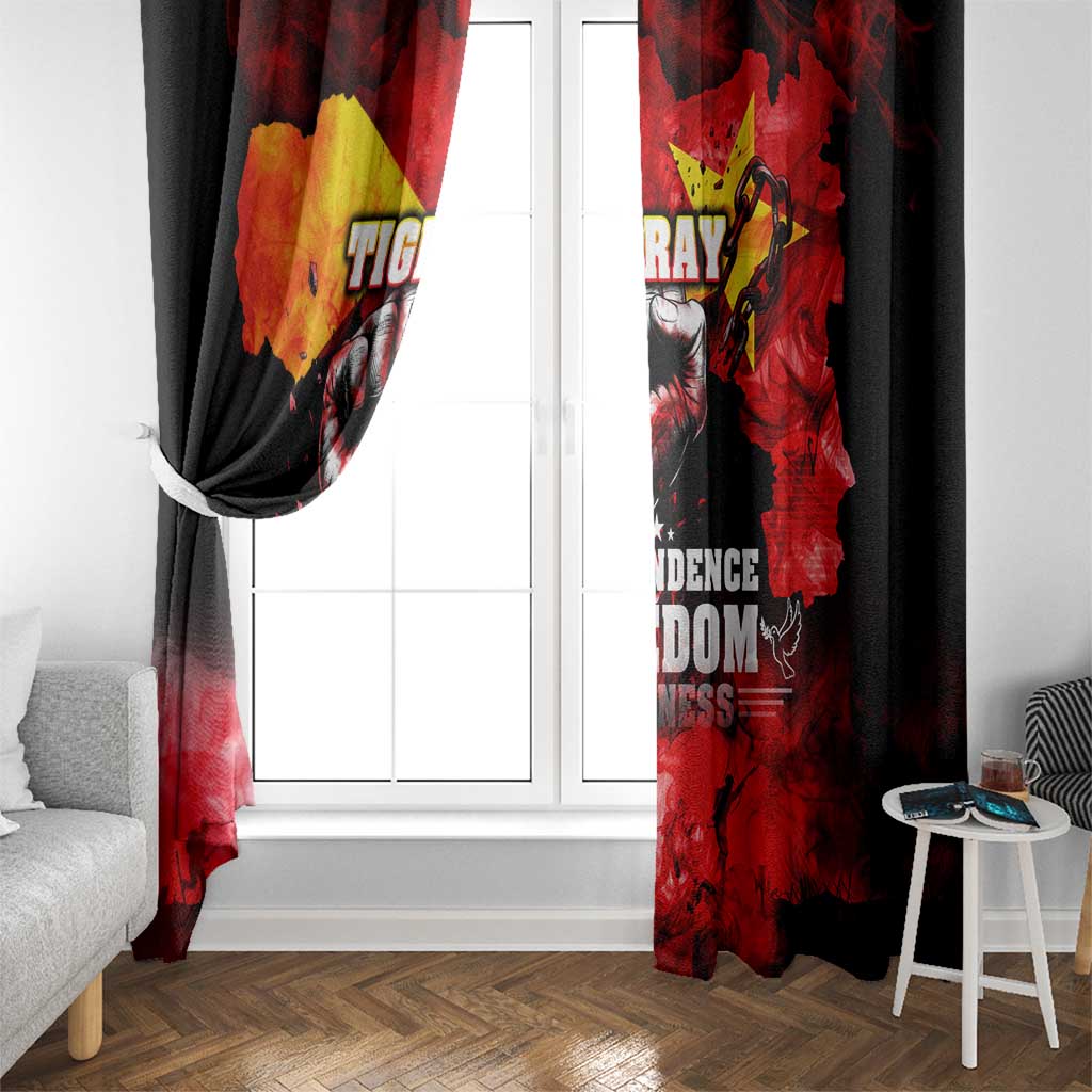 I Stand with Tigray Window Curtain Tigray Independence - Fist of Freedom