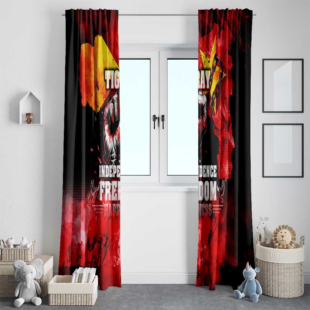 I Stand with Tigray Window Curtain Tigray Independence - Fist of Freedom