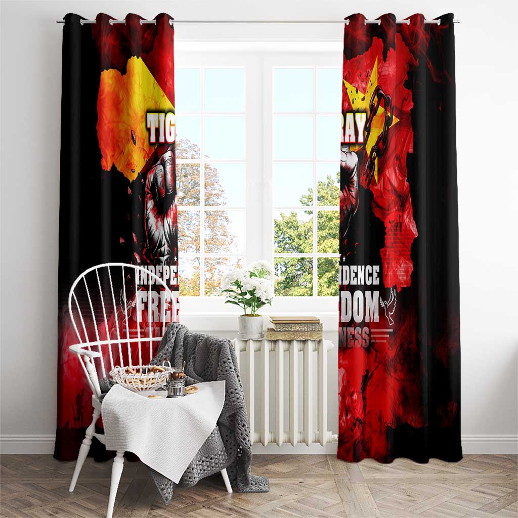 I Stand with Tigray Window Curtain Tigray Independence - Fist of Freedom