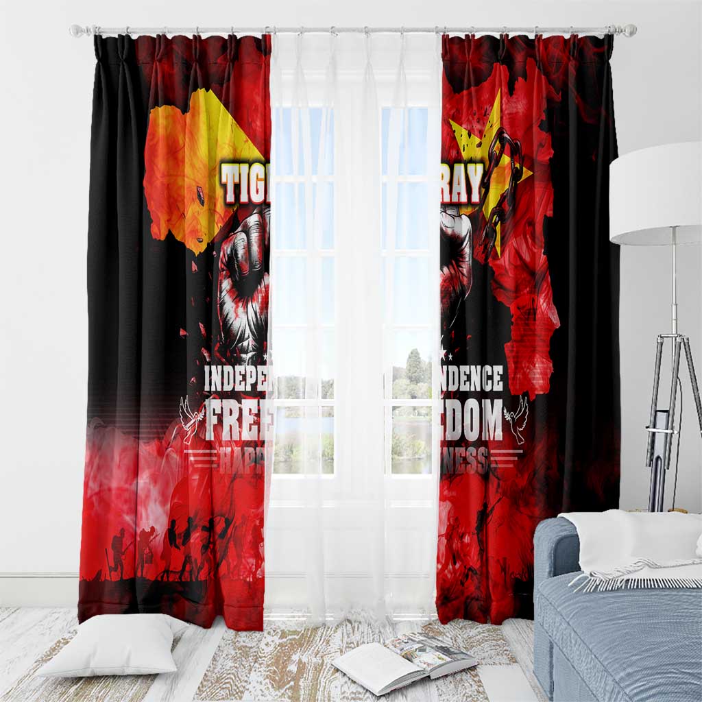 I Stand with Tigray Window Curtain Tigray Independence - Fist of Freedom