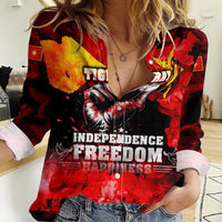 I Stand with Tigray Women Casual Shirt Tigray Independence - Fist of Freedom
