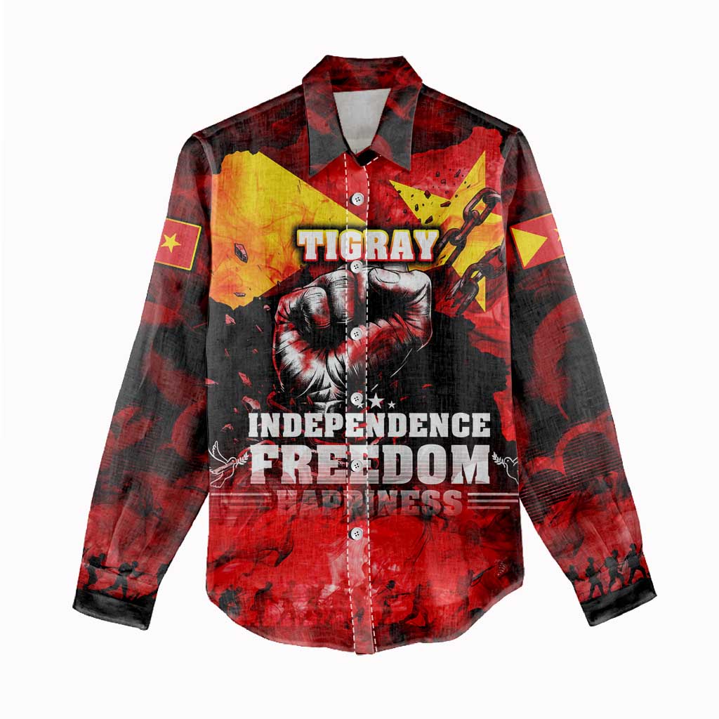 I Stand with Tigray Women Casual Shirt Tigray Independence - Fist of Freedom