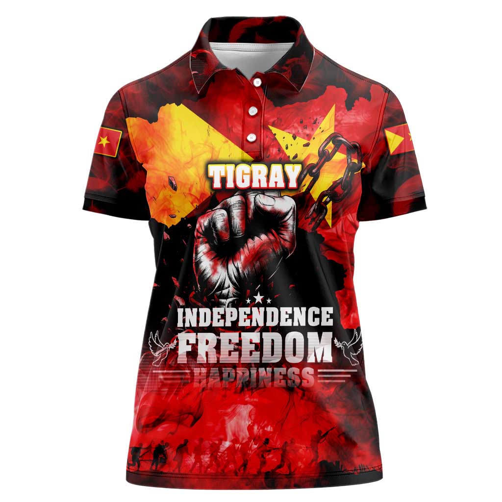 I Stand with Tigray Women Polo Shirt Tigray Independence - Fist of Freedom