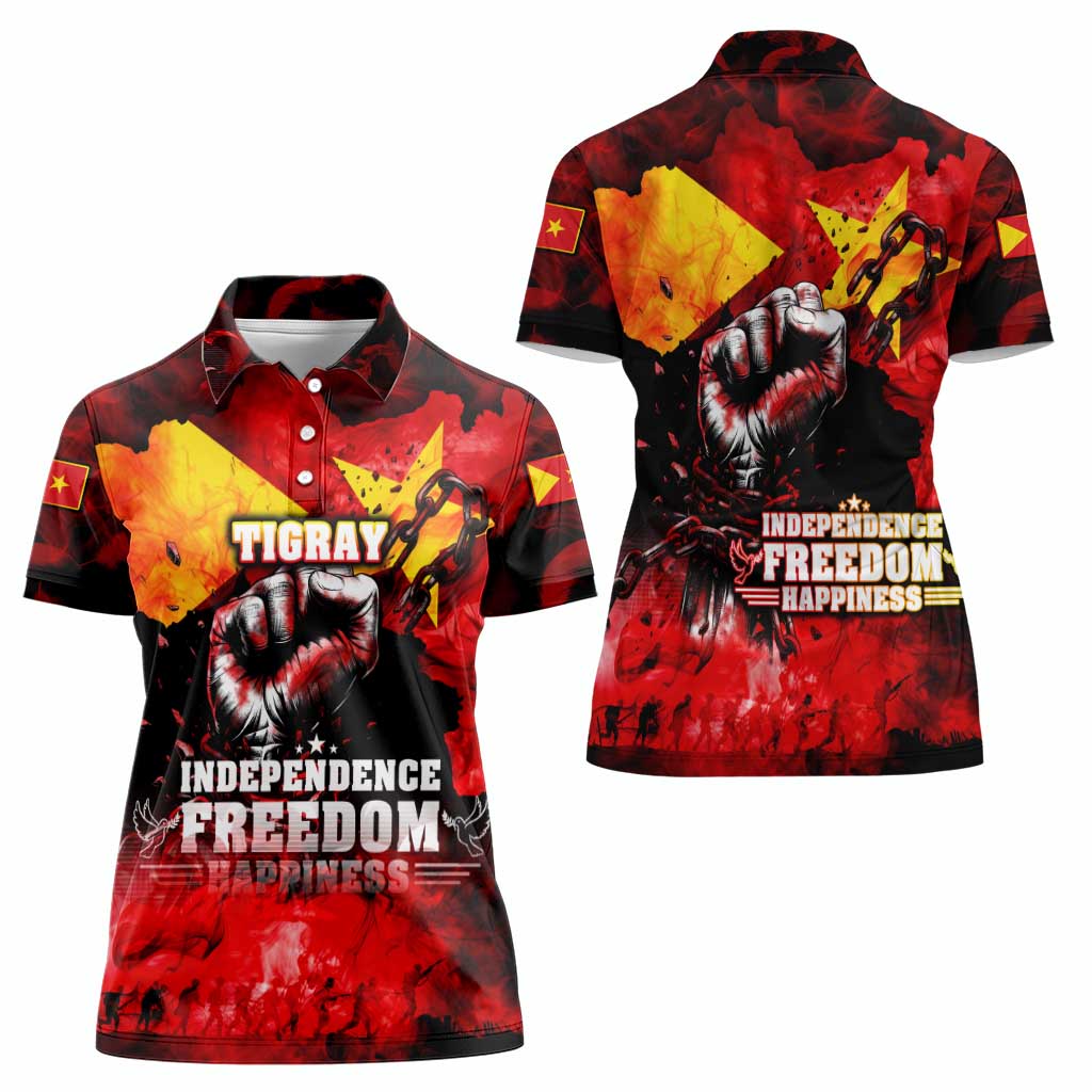 I Stand with Tigray Women Polo Shirt Tigray Independence - Fist of Freedom
